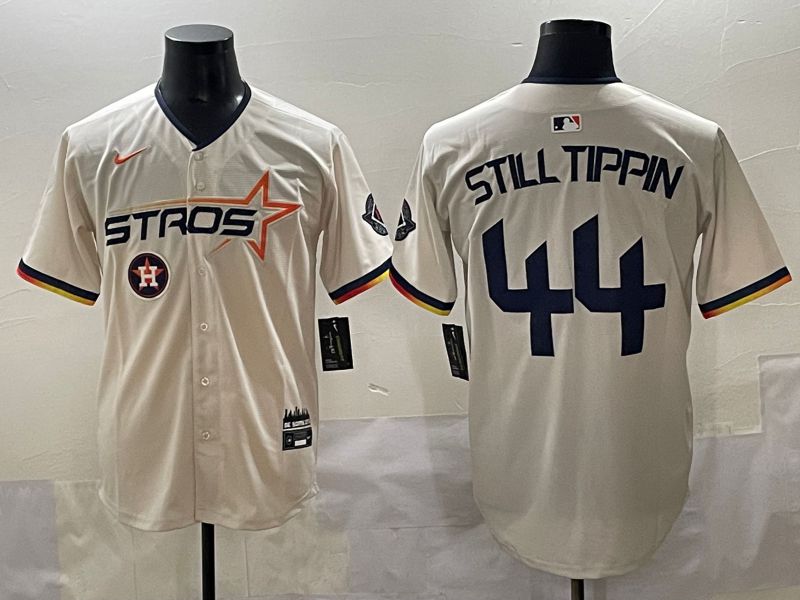 Men 2025 Houston Astros #44 Still Tippin Cream Three generations Joint Name Nike MLB Jersey style 8